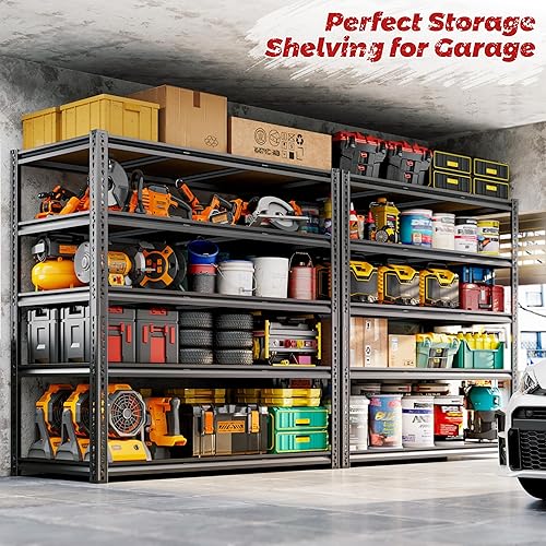 Miniatura 3 de Estantería de garaje de 48 pulgadas de ancho, estantes de almacenamiento de 3050 libras, estantería de metal de 5 niveles, estantes de garaje