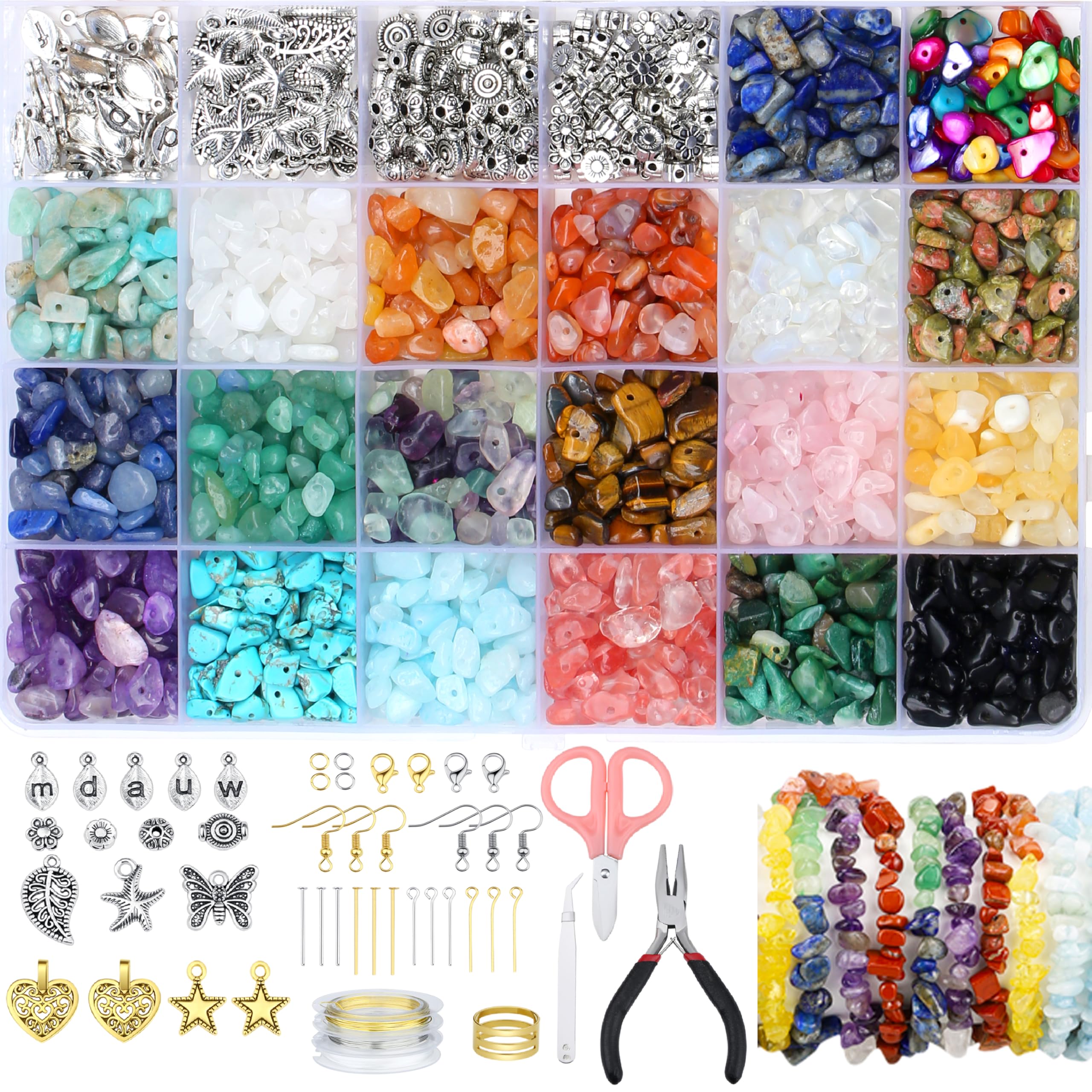 Cuentas de cristal curativo en un kit completo de 1612 piedras irregulares para manualidades