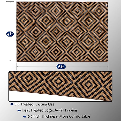 Miniatura 9 de Alfombra reversible Ridota para patio al aire libre, hecha de paja de plástico, moderna, para exteriores, caravana, patio, terraza, remolque,