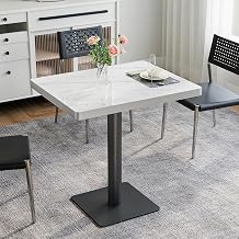 ZL ZELing 31.5" Round Tulip Dining Table, Mid Century Style White Sintered Stone Top Table with Black Pedestal Base, Seats 2-4 for Small Kitchen Dining Room Living Room Cafe, White