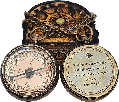 Miniatura 7 de Brass Compass in Wooden & Leather Case - 2025 Graduation Gift for Him, College, High School, Birthday Gift for Son, Boys, Daughter, Inspirational,