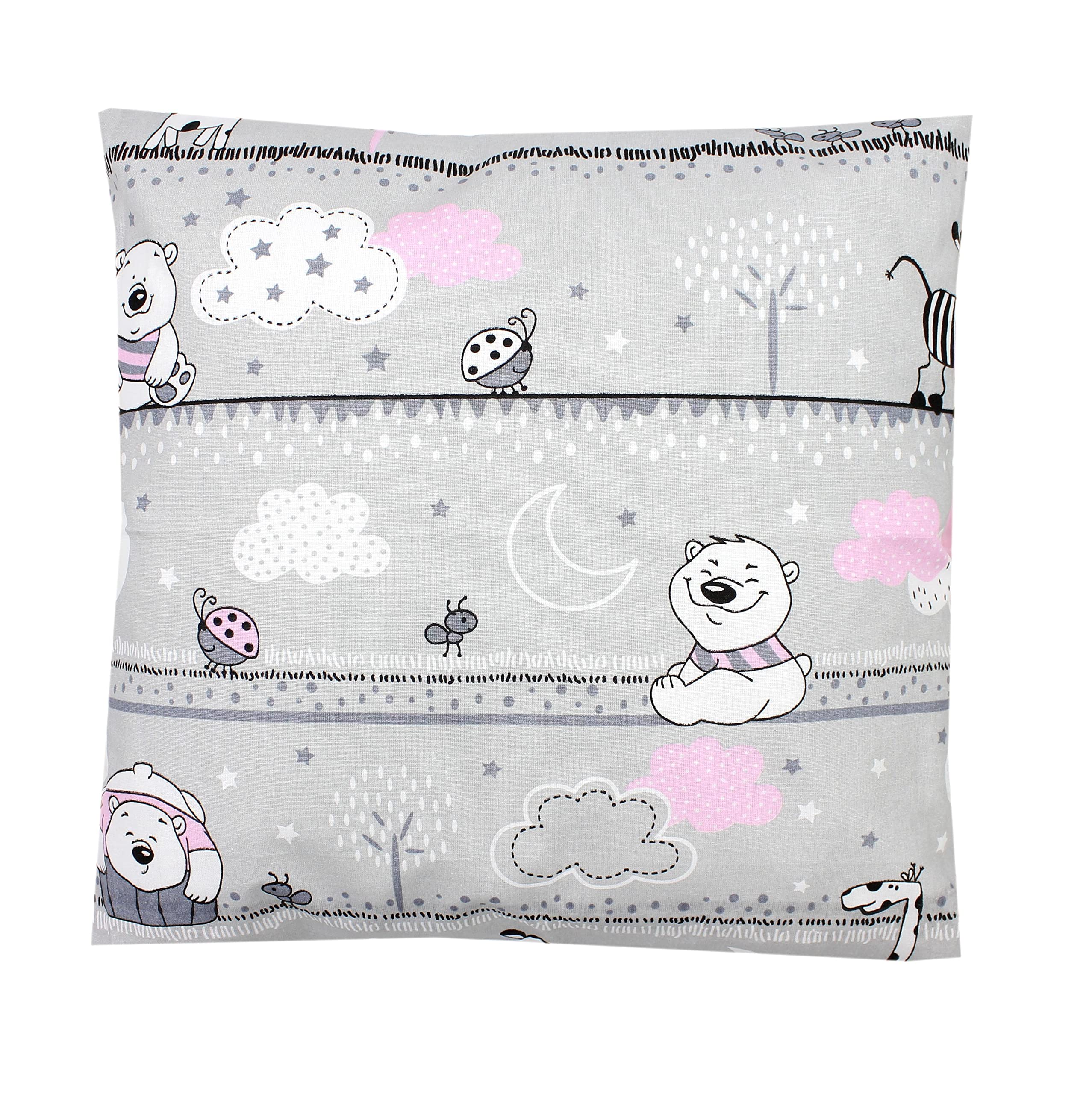 TupTam Children's Decorative Pillow Case Double Sided Design, Bear Pink, 40 x 60 cm, 40 x 60 cm (Pack of 1)