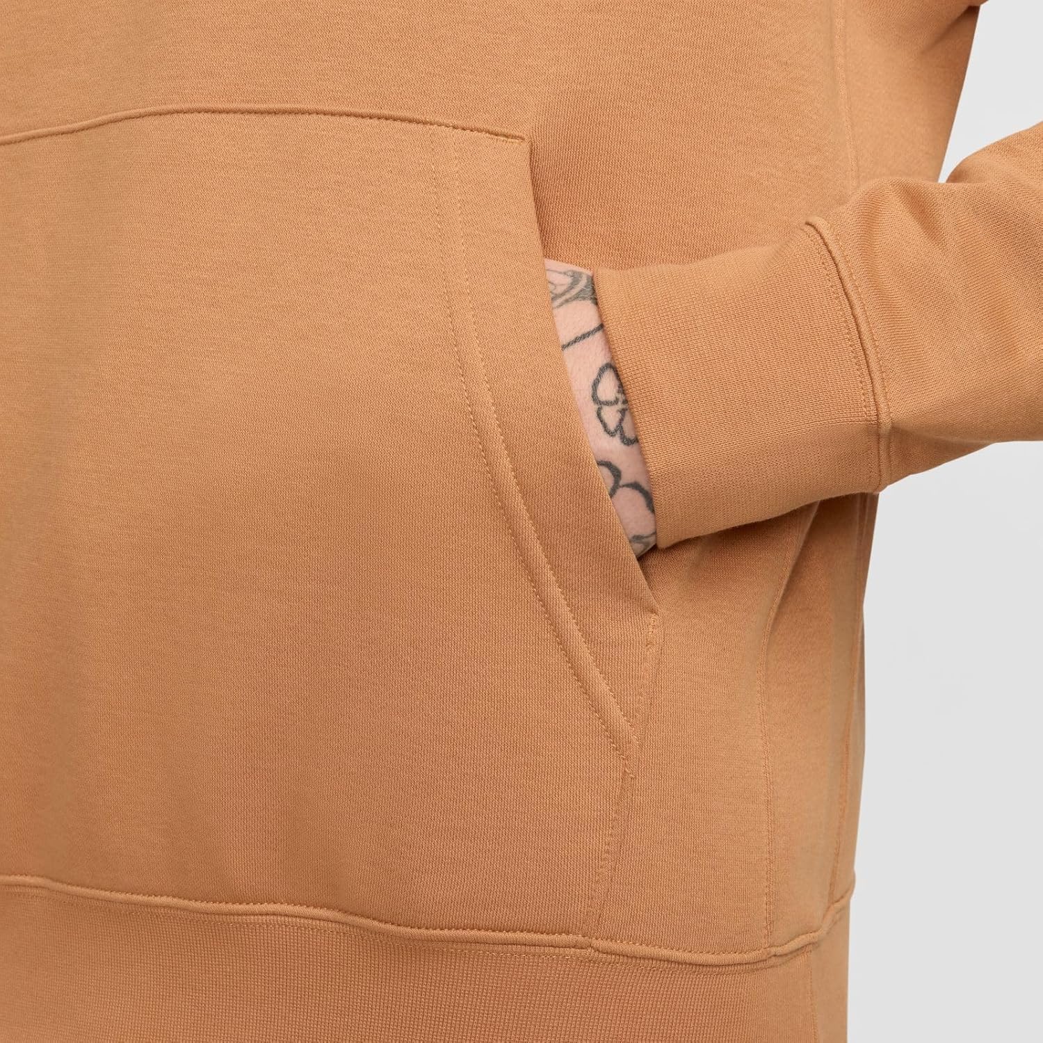 Nike Sportswear Club Fleece Pullover Hoodie (BV2654-224, FLAX/FLAX/WHITE) Size Large - Image 6