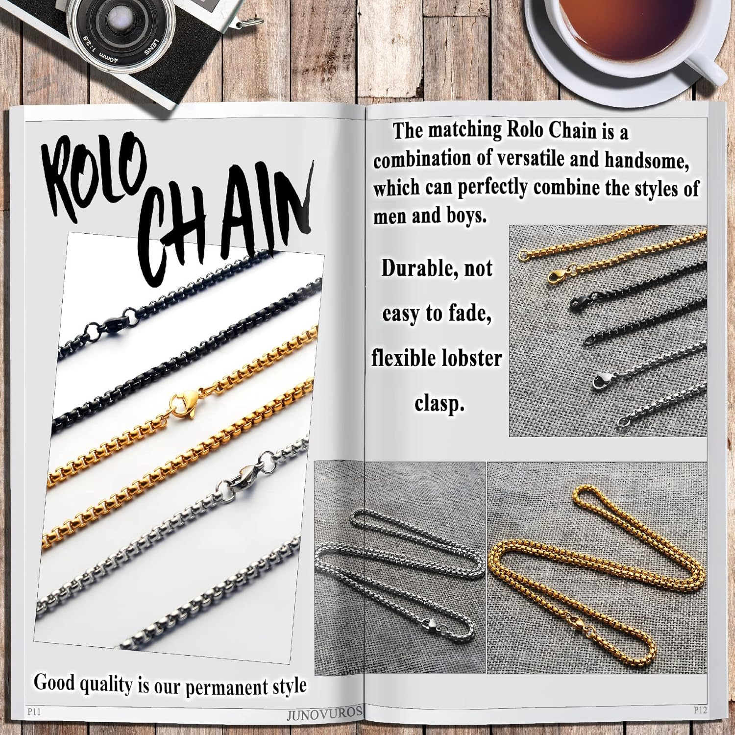 JUNOVUROS Stainless Steel Jesus Christ Cross Pendant Necklace for Men, 20 to 28 In Rolo/Byzantine Chain, 2 Sizes of Religious Jewelry with Silver/Gold/Black - Image 7