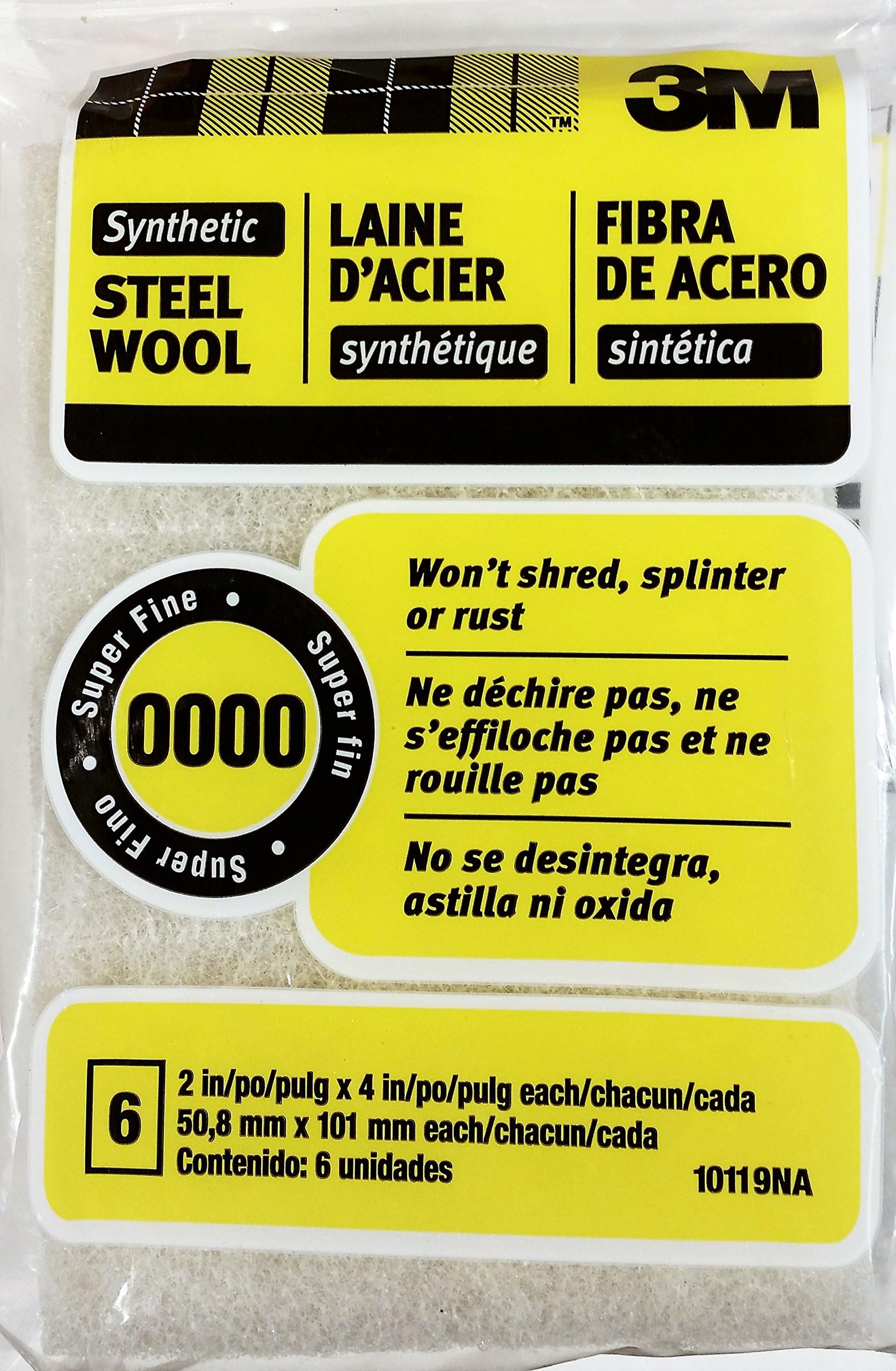 Synthetic Steel Wool Pads, 6-Pad, Use Wet Or Dry, Compatible With Water-Based Strippers & Finishes, Will Not Shred, Splinter Or Rust Like Steel Wool Does, Rinse and Reuse (10119NA)