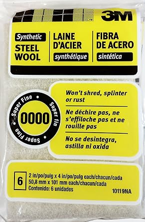 3M Synthetic Steel Wool Pads, 6-Pad, Use Wet Or Dry, Compatible With Water-Based Strippers & Finishes, Will Not Shred, Splinter Or Rust Like Steel Wool Does, Rinse and Reuse 10119NA