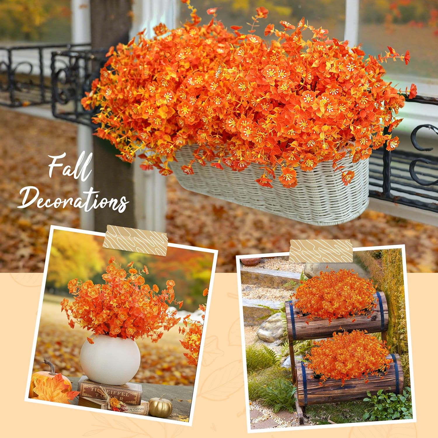 Der Rose 24 Bundles Artificial Mums Fall Flowers for Outdoor Fake Mums Flowers Plants Fall Decoration for Home Garden Porch Farmhouse Decor - Image 2