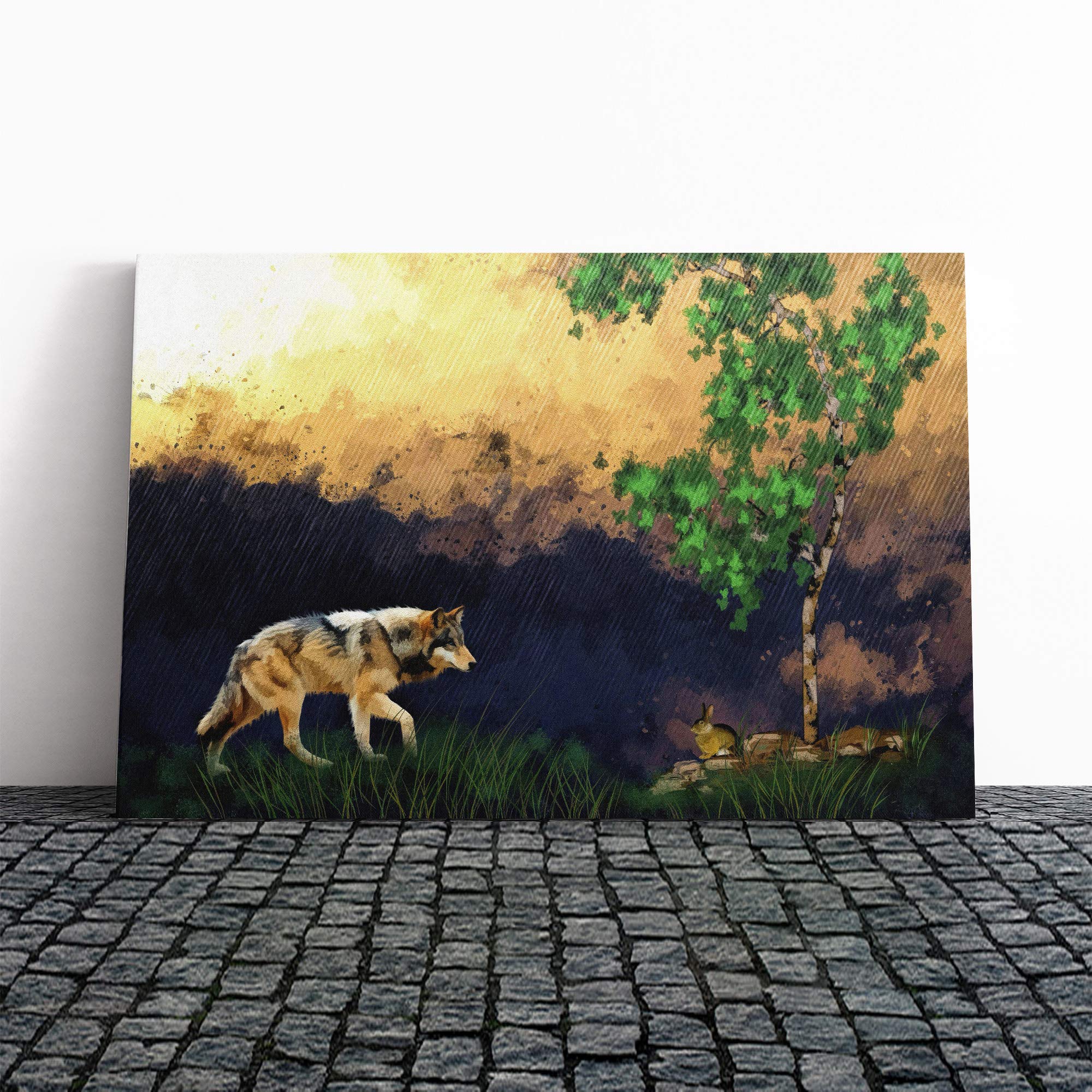 Wall Abstract Wolf Art (6) Canvas Print | Gallery Wrapped 30mm Frame Wall Art | 30x20 inches | Ready to Hang | Abstract Animals Picture | Living Room Bedroom Lounge Office
