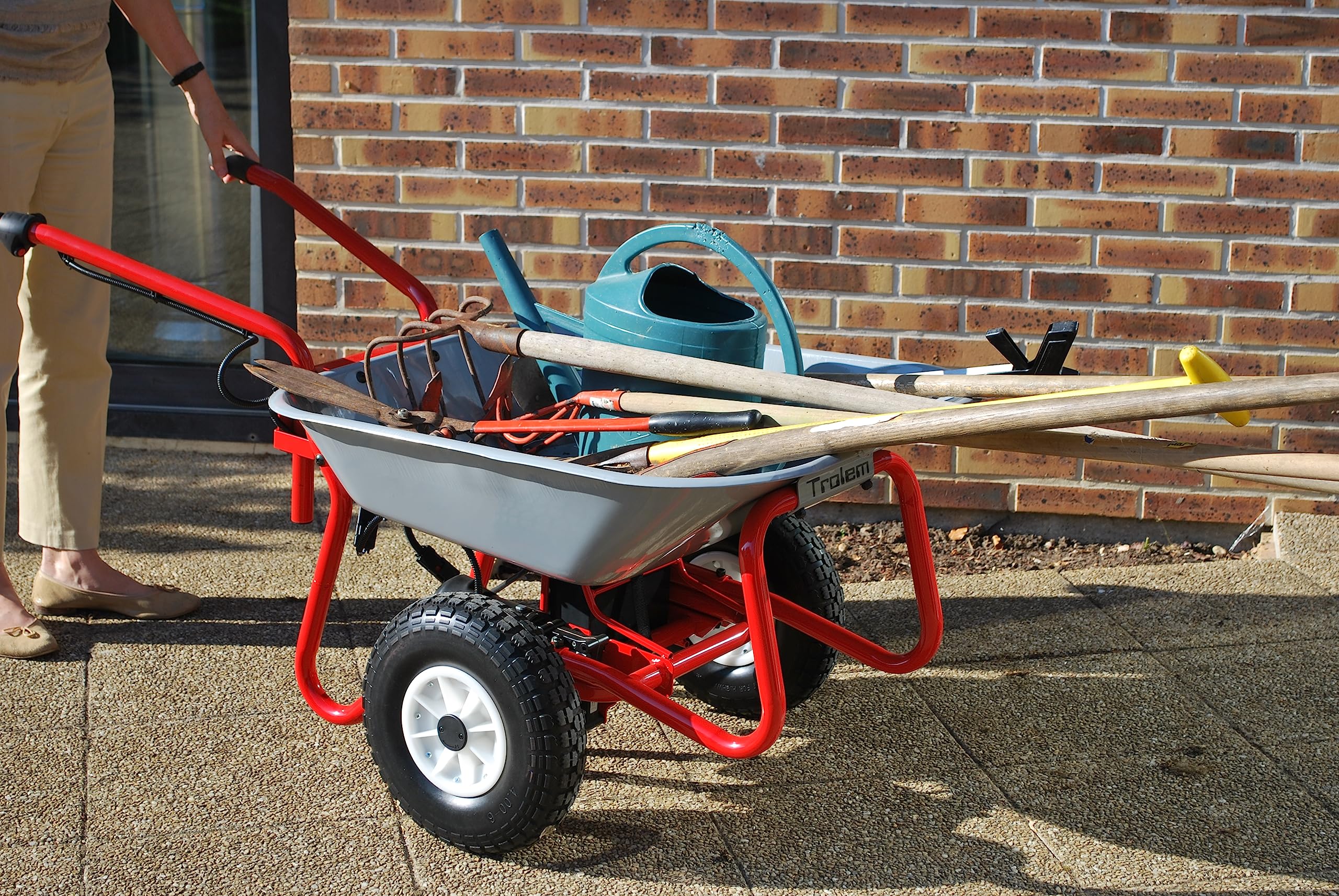 Trolem - Brouette Électrique - Brouette de Jardin à Moteur Électrique - Avec Batterie Rechargeable - Autonomie 4 à 6 h - Jusqu’à 100 kg - 2 Roues - Chariot Terrain Pente