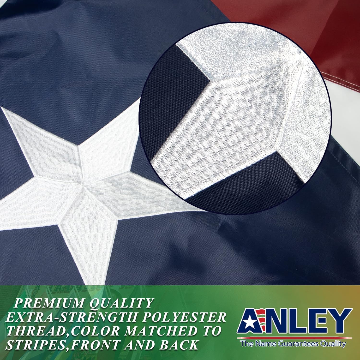 Anley EverStrong Series Puerto Rico Flag 3x5 Foot Heavy Duty - Embroidery and Heavy Duty Canvas Header - 4 Rows of Lock Stitching - Puerto Rican PR Banner Flags with Brass Grommets 3 X 5 Ft