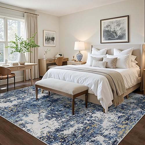 Miniatura 3 de Alfombra de área de 8 x 10 para sala de estar y dormitorio alfombra grande lavable con respaldo antideslizante, resistente a las manchas, alfombra