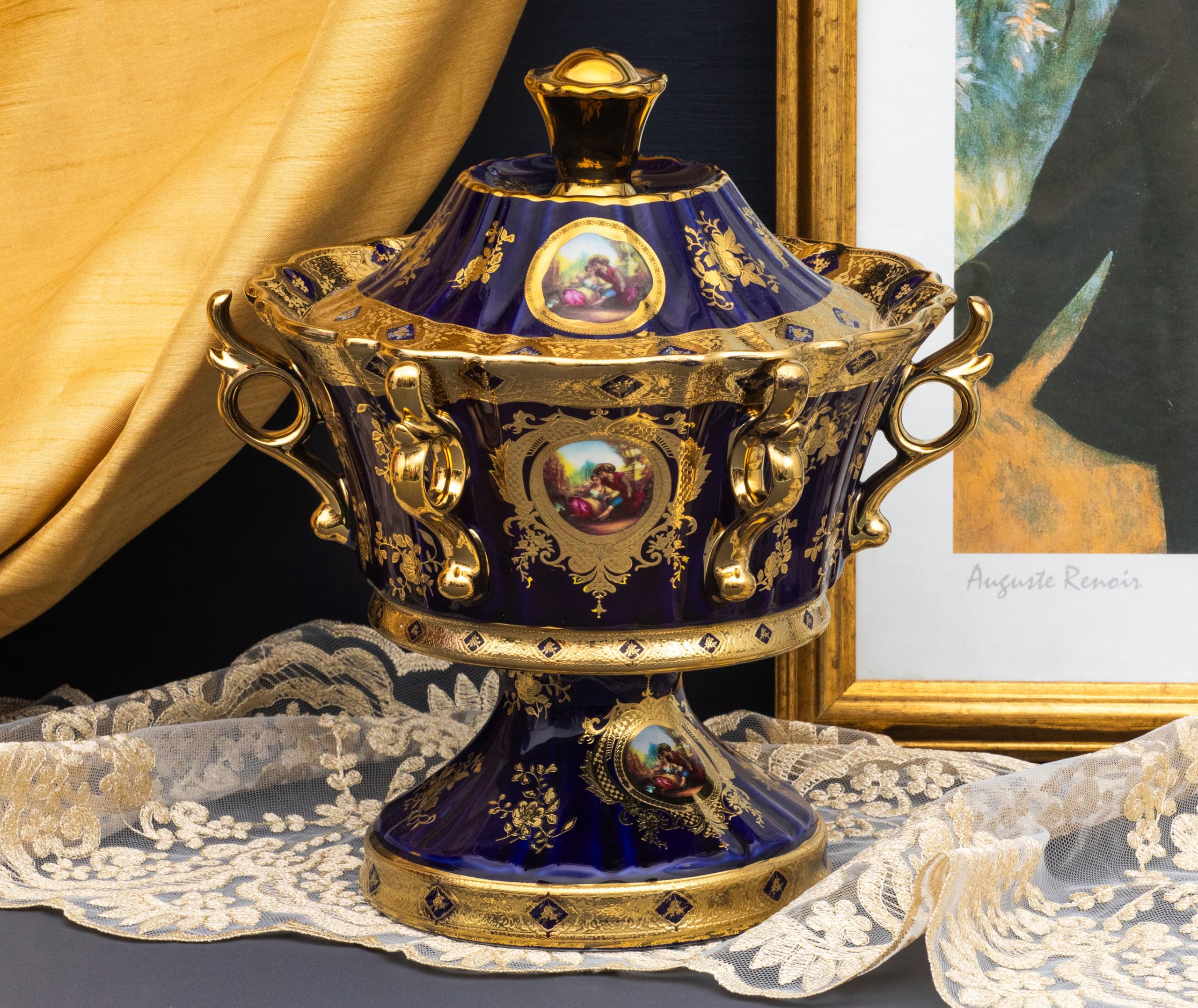 Amazon.co.jp: ロイヤリティ磁器ヴィンテージ装飾骨壺 - 蓋とハンドル