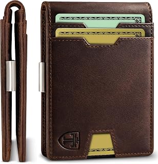 TRAVANDO Money Clip Wallet - RFID Protected Leather Wallet for Men for 11 Cards - including Gift Box (Brown Vintage)