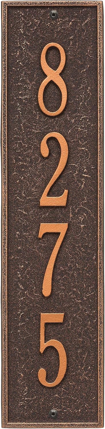 Whitehall Personalized Cast Metal Address Plaque - Custom House Number Sign - Delaware Vertical Plaque, Made in USA, Weather Resistant