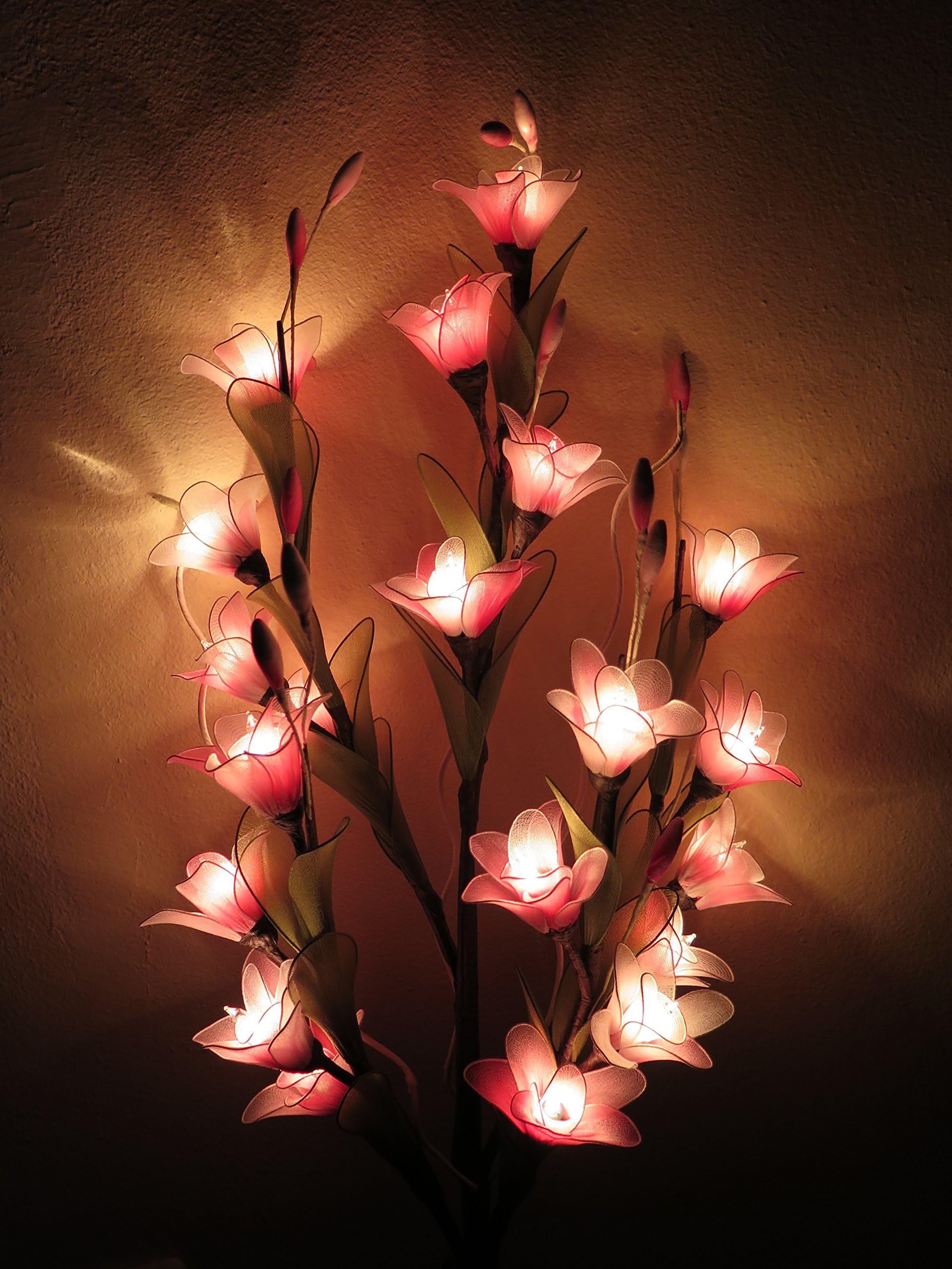 Thai Orchid Artificial Flowers Lamps, Vase/floor/table Lamps, Night Light, Wedding Lighting, Home Decor, Gift, Made By Nylon, Paper, Fabric, 20 Light Bulbs, 33 Inch
