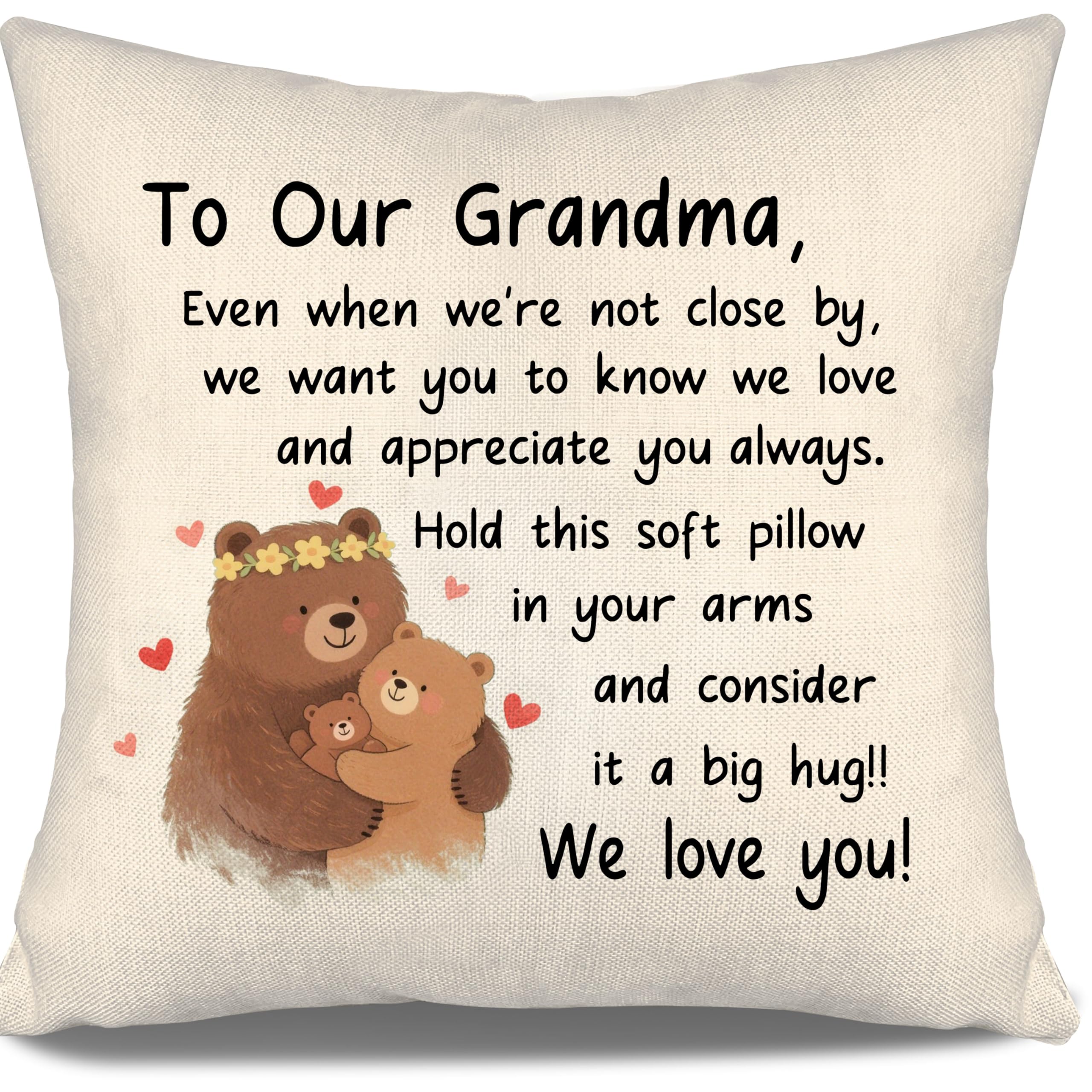 Aosumin Grandma Cushion Covers Ideas from Grandchildren Grandma Even When We're Not Close By We Want You To Know We Love And Appreciate You Always Birthday Gift (our grandma) — image 1