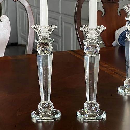 Vista 13 de Allgala Juego de 2 candelabros de bola hechos a mano con pilar cónico inverso hecho a mano de 8.5 pulgadas HD89151