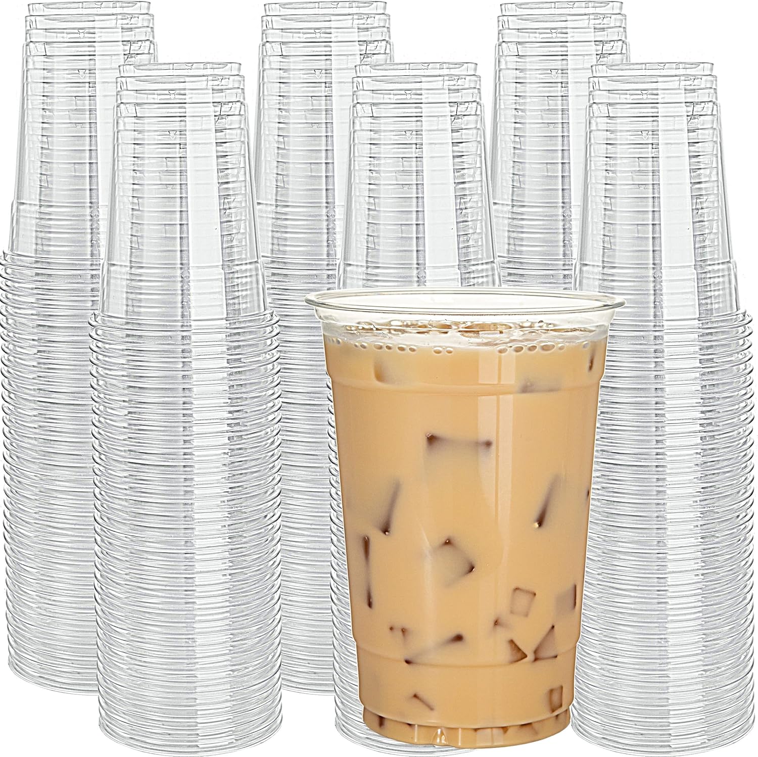 300 Pack Crystal Clear 16 Oz Plastic Cups Disposable Cups, PET Clear Cups for Party, Smoothie Disposable Drinkware for Wedding, Cold Drink Cup for Sparkling Ice Coffee Bubble Tea