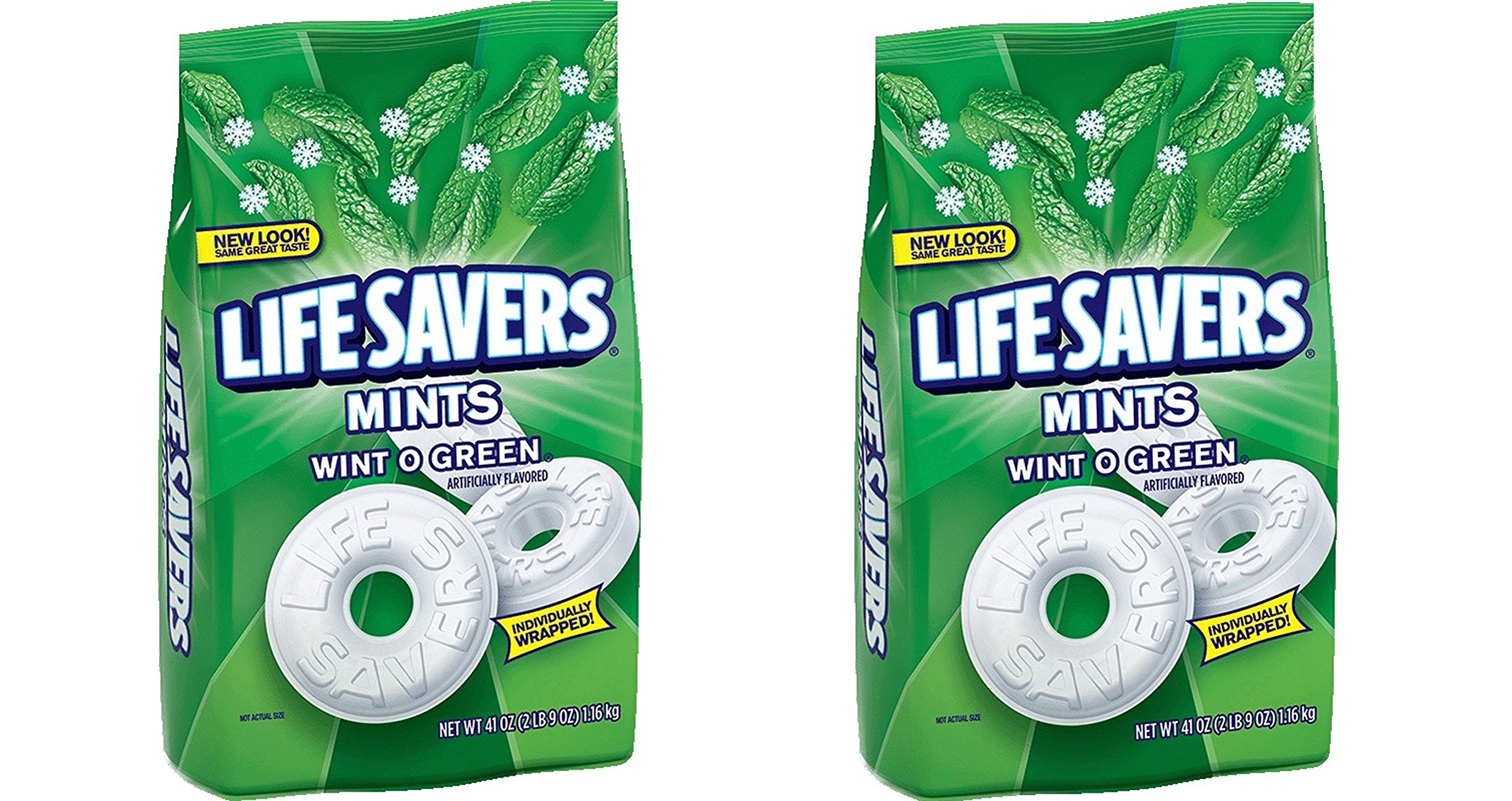 Life Savers HDFJD Mints Wint-O-Green Hard Candy 41-Ounce Party Size Bag, 2 Pack of 2 Bags
