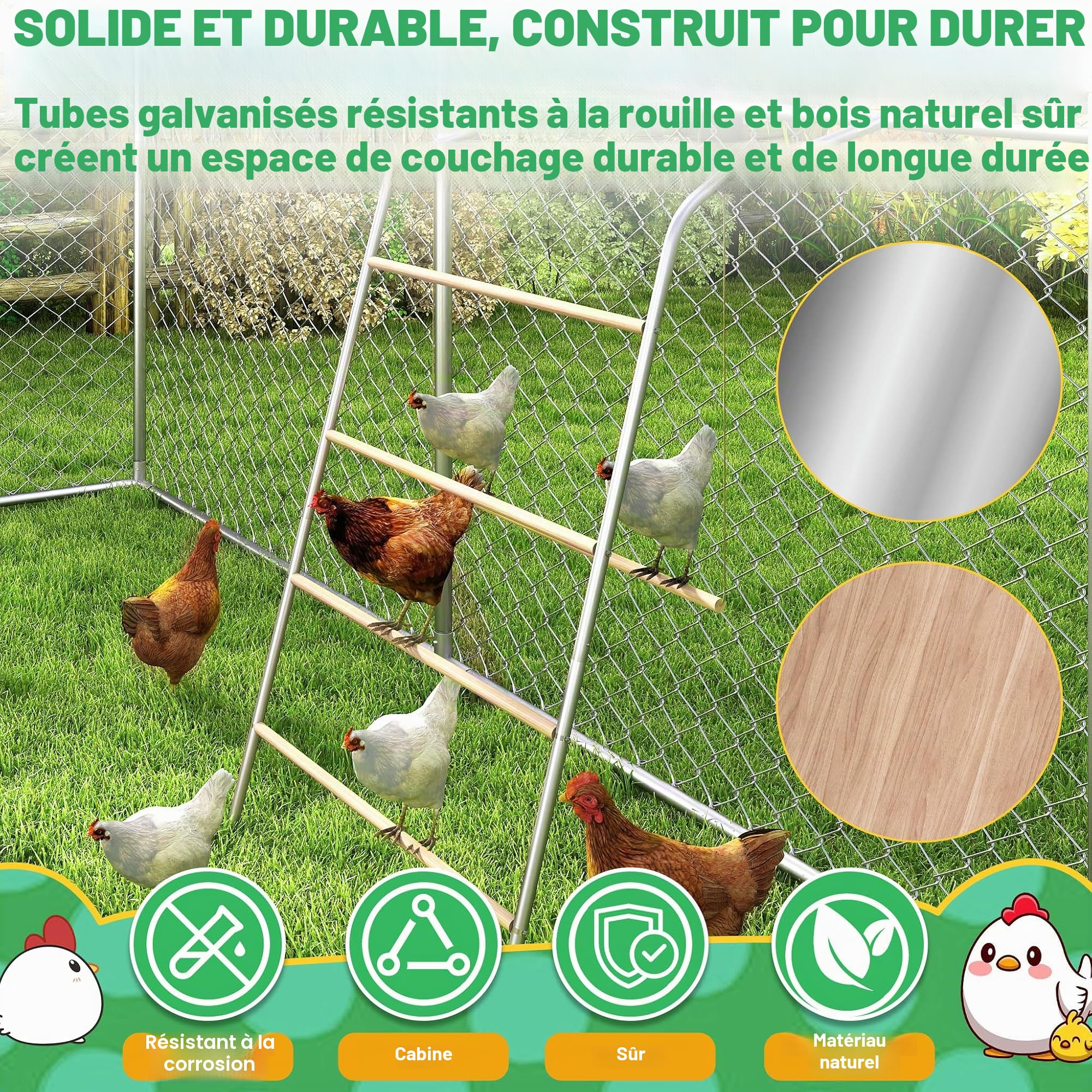 FIVMEN Balançoire pour poules à 5 niveaux - Perchoir en bois - Échelle - Perchoir - Jouet pour aire de jeux - Accessoires pour poulailler - Enclos libre