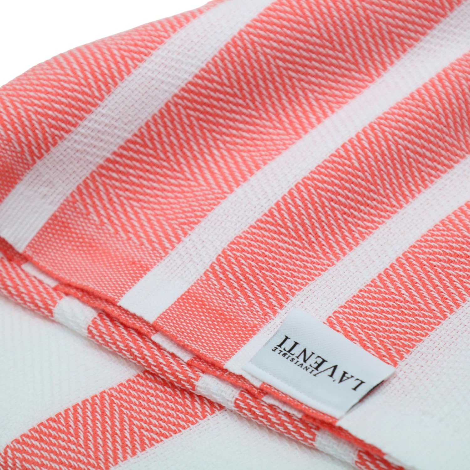invisible la'venti Home Turkish Beach Towel - Coral Herringbone Pattern, 100% Turkish Cotton, Sand Free, Oeko-TEX Certified, Quick Dry, Oversized Bath Beach Towel, 39x71 Inch image 2