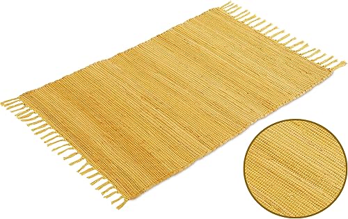 Miniatura 97 de Alfombra de trapo de algodón, 24 x 36 pulgadas, multicolor, tejida a mano, lavable y reversible, para sala de estar, cocina, entrada, con borlas