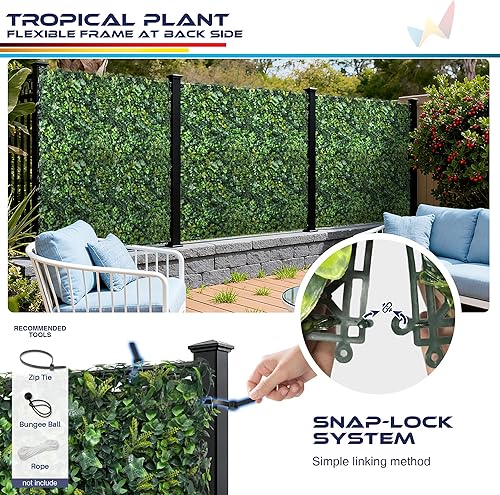 Miniatura 96 de Windscreen4less 6 paneles artificiales de boj de 20 x 20 pulgadas, seto topiario, plantas, hierba, pantalla de privacidad para exteriores, Boj