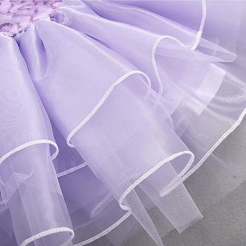 Miniatura 5 de IDOPIP Vestido de ballet con volantes y falda tutú para niñas pequeñas, con lentejuelas y flores, de 3 a 10 años