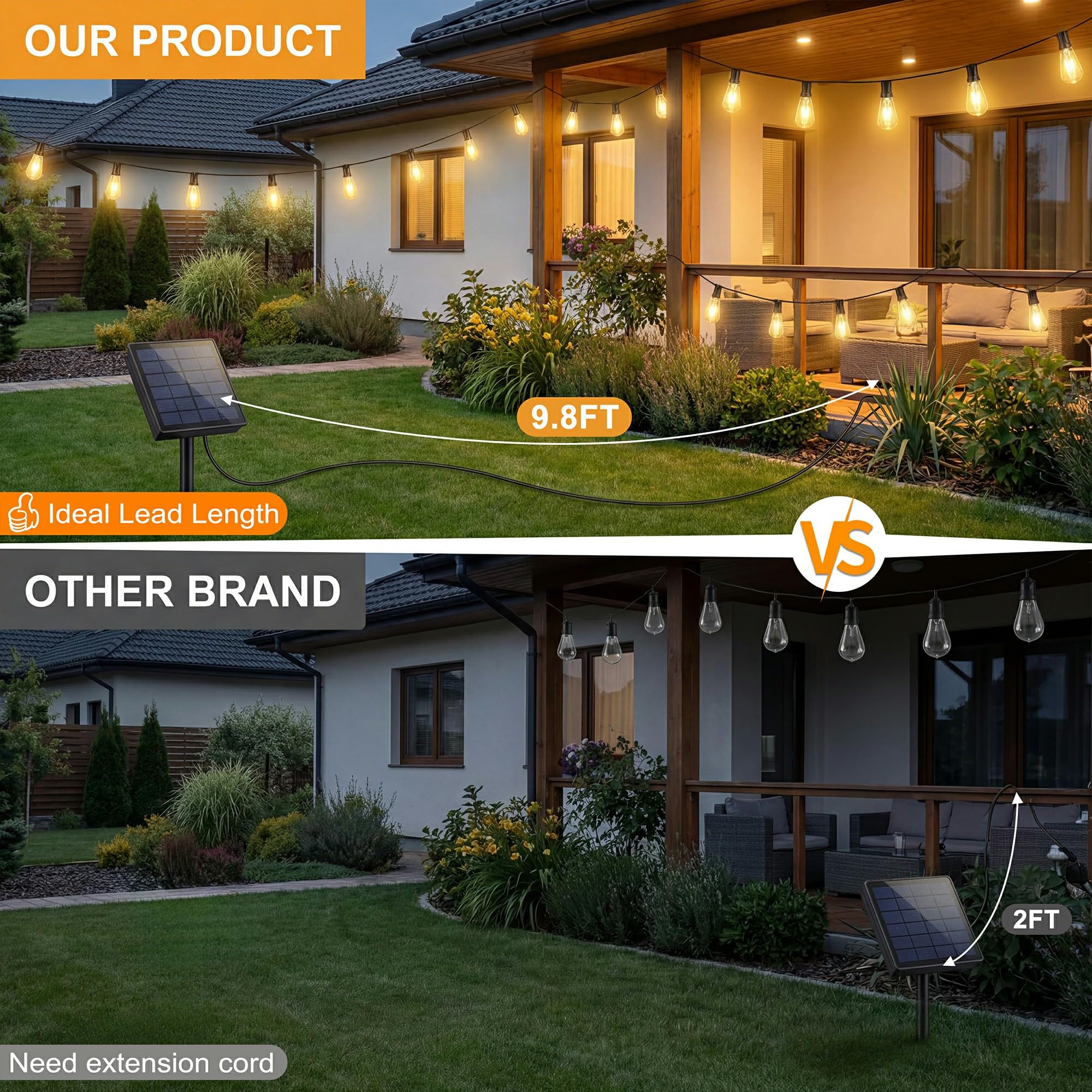 Solar Lichterkette Outdoor, 17m LED Lichterkette Solar Außen Wetterfest Mit Fernbedienung & 25+1 S11 LEDs, IP65 Wasserdicht Solarlichterkette Aussen Für Garten, Terrasse, Balkon, Hochzeit | 【30M LED-Lichterkette】 Netzteil für Gartenbeleuchtung mit 30m Ges
