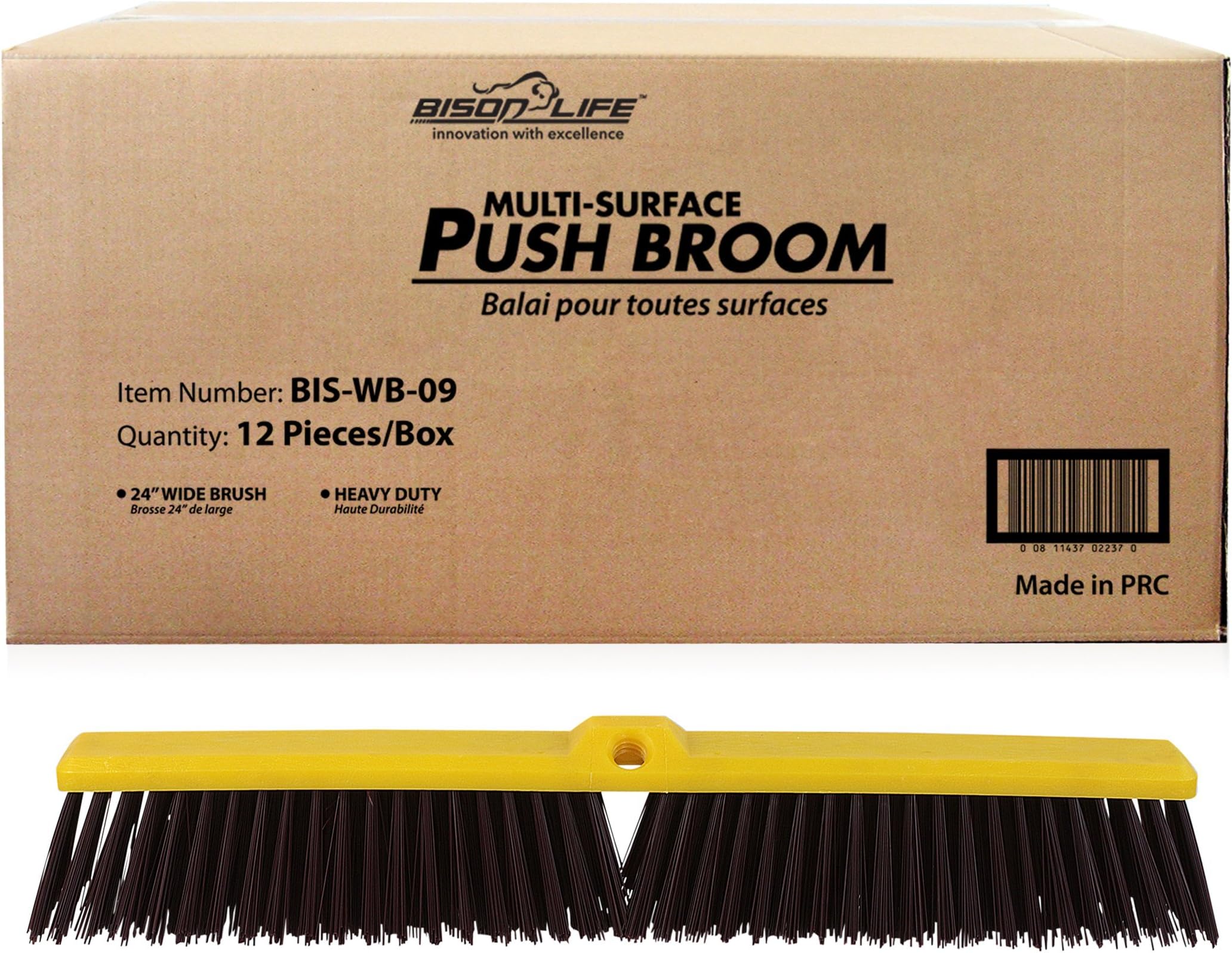 Multi Surface Push Broom - Coarse Polypropylene and Polystyrene Heavy-Duty Floor Sweep Broom (Pack of 12)