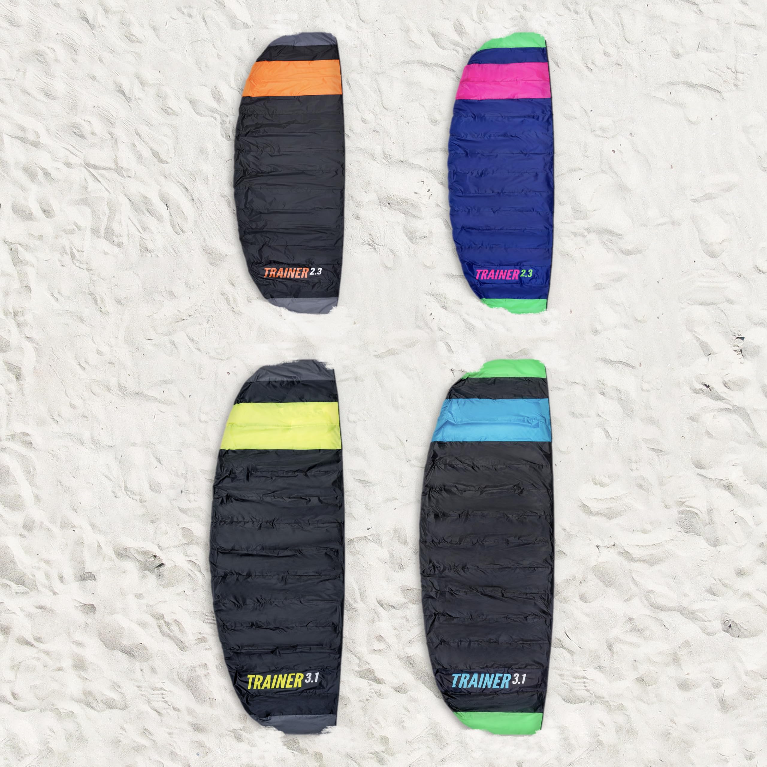 Wolkenstürmer Paraflex Trainer 2.3 - Ala de Kitesurf - Negro/Naranja - 3 líneas de cometa como complemento Mountain Board - Ala de tracción