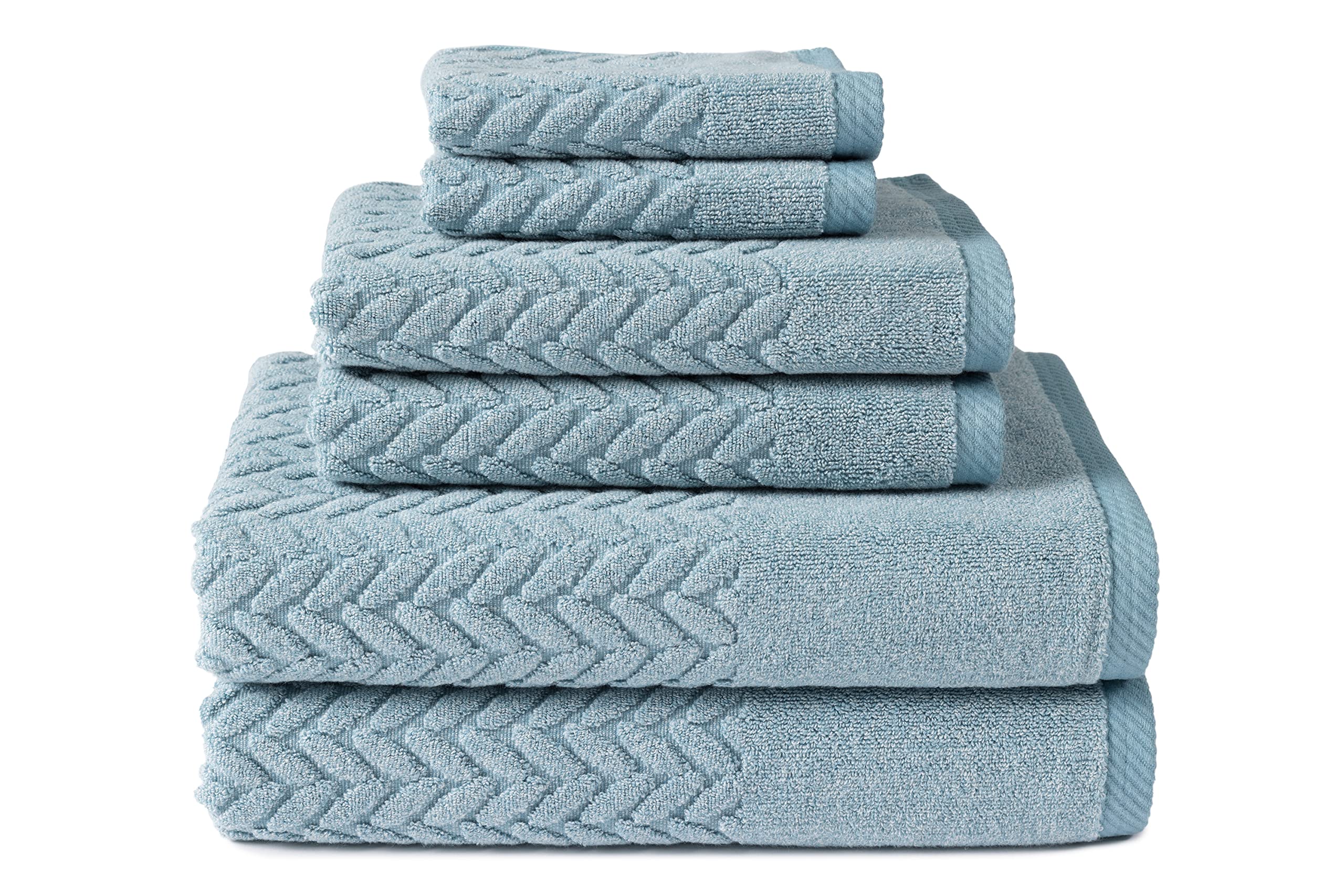 Texere 100% Organic Cotton Jacquard 650 GSM Premium Bath Towel Sets - Extra Absorbent Quick Dry and Plush, 2 Large Bath Towels, 2 Hand Towels, 2