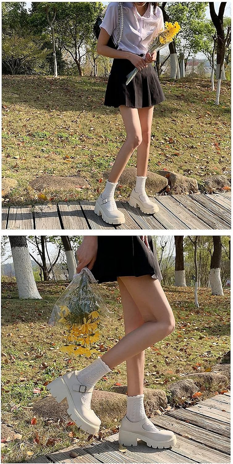 Women's Platform Mary Janes Heart Cat Buckle Rivets Ankle Lolita Gothic Princess Platform Pumps Patent Leather Thorn Vintage Traditional Embroidery Upper Dress Shoes - Image 5