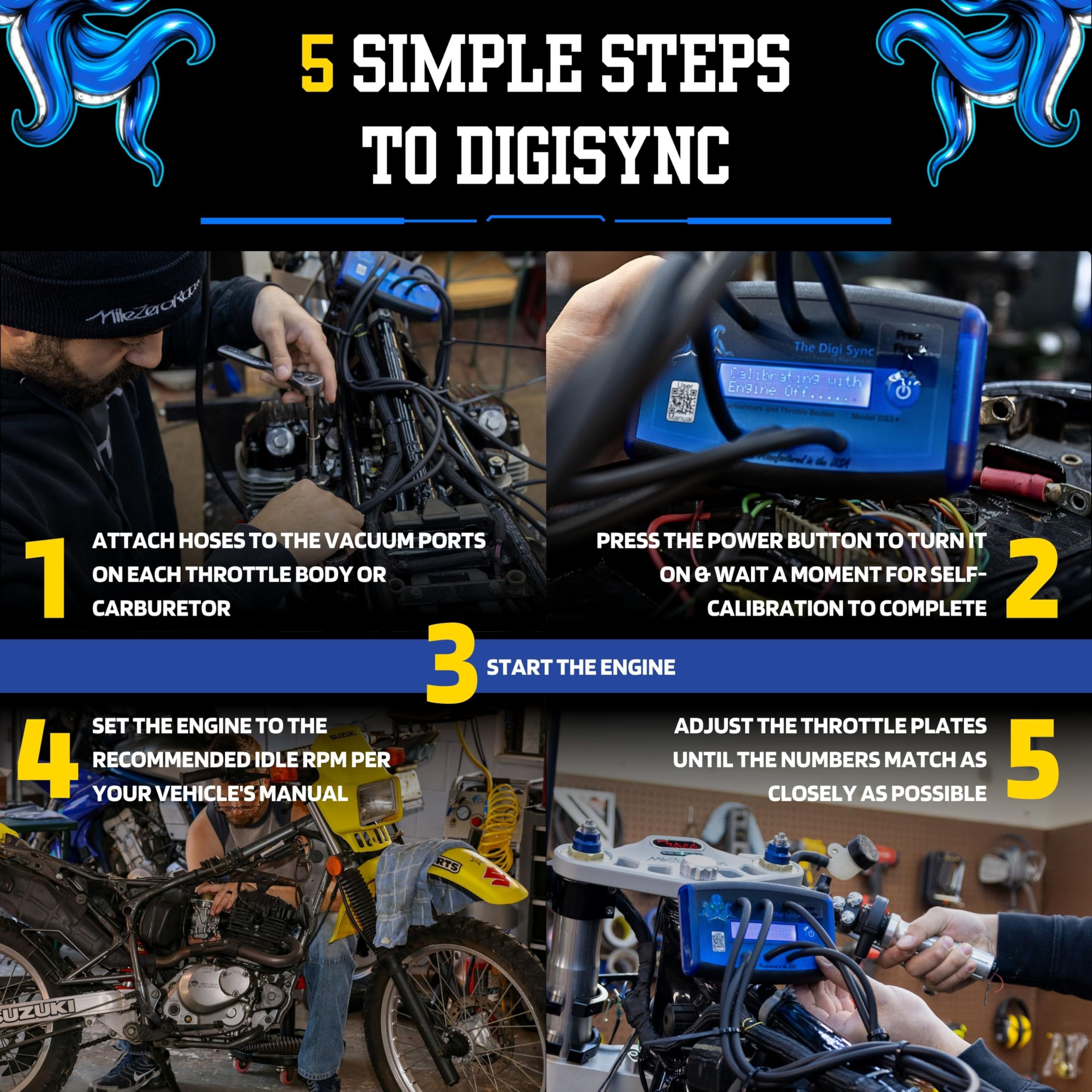 Carb Balancing Tool Digi Sync™ 4-Channel Digital Carburetor & Throttle ...