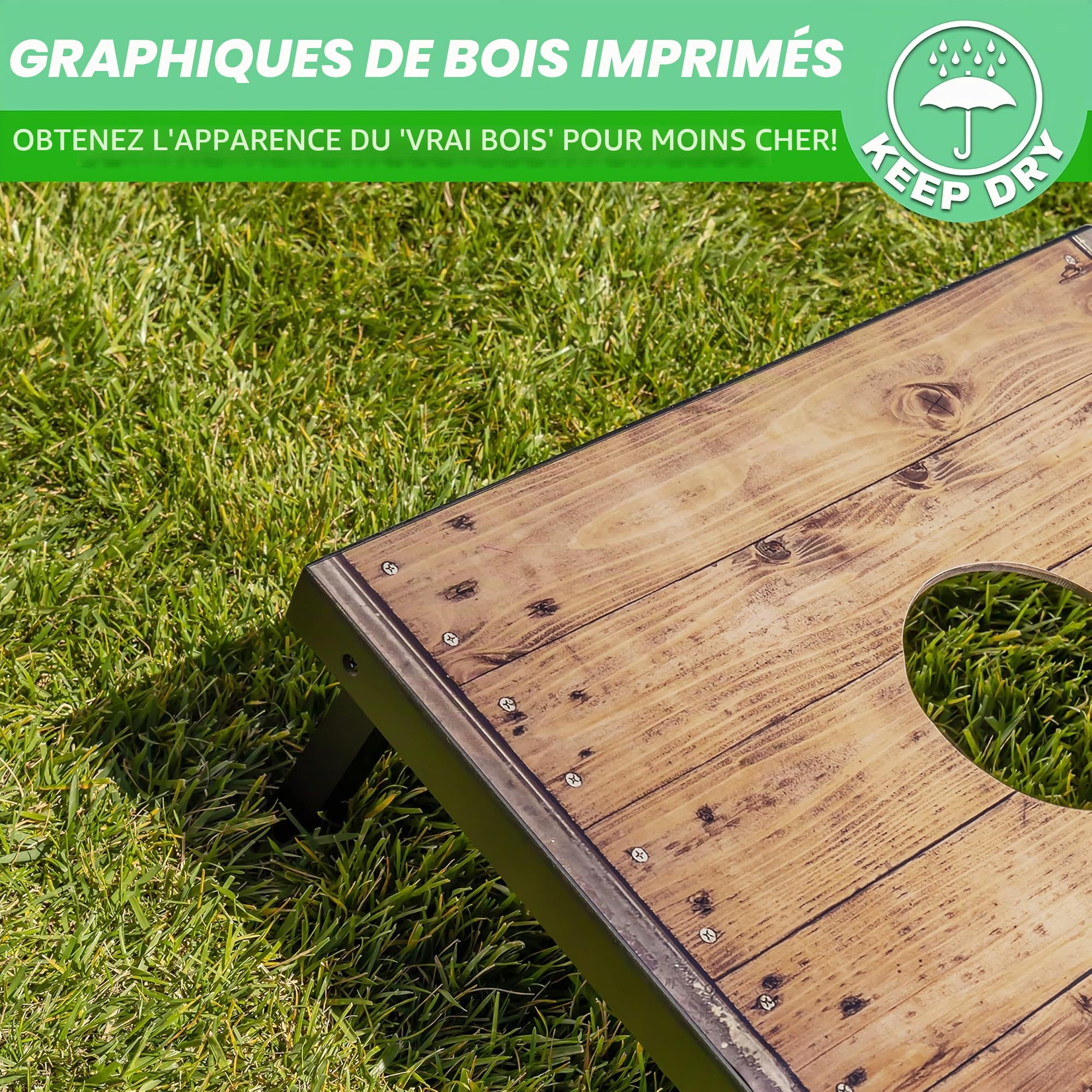 GoSports Ensemble de Cornhole de Football | Personnalisable avec Les Autocollants de Votre équipe | Comprend 2 Planches, 8 poufs et Un étui