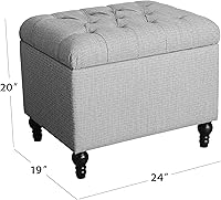Vista 145 de HomePop Decoración para el hogar K7646-A877 Otomana tapizada moderna rectangular de almacenamiento Otomana con tapa con bisagras