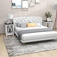 Vista 7 de Mesa auxiliar cuadrada de granja, mesa auxiliar con diseño de listones, mesa auxiliar de sofá con marco resistente para sala de estar, color negro