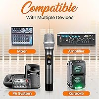 Vista 3 de Pyle - Kit de sistema inalámbrico UHF, portátil, profesional, funciona con pilas, dinámico, unidireccional de mano, transmisor de micrófono