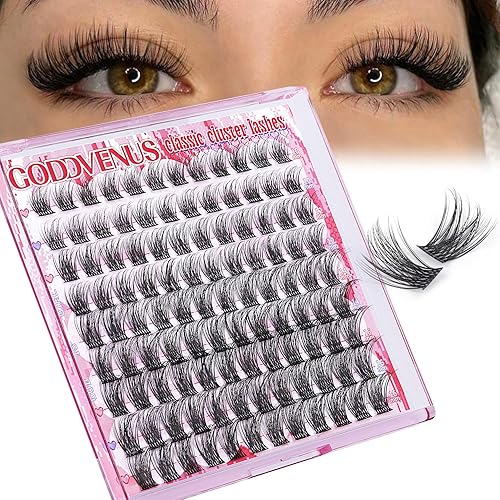 Goddvenus Pestañas en racimo, pestañas individuales, extensiones de pestañas individuales, 108 unidades, extensiones de pestañas en racimo, pestañas