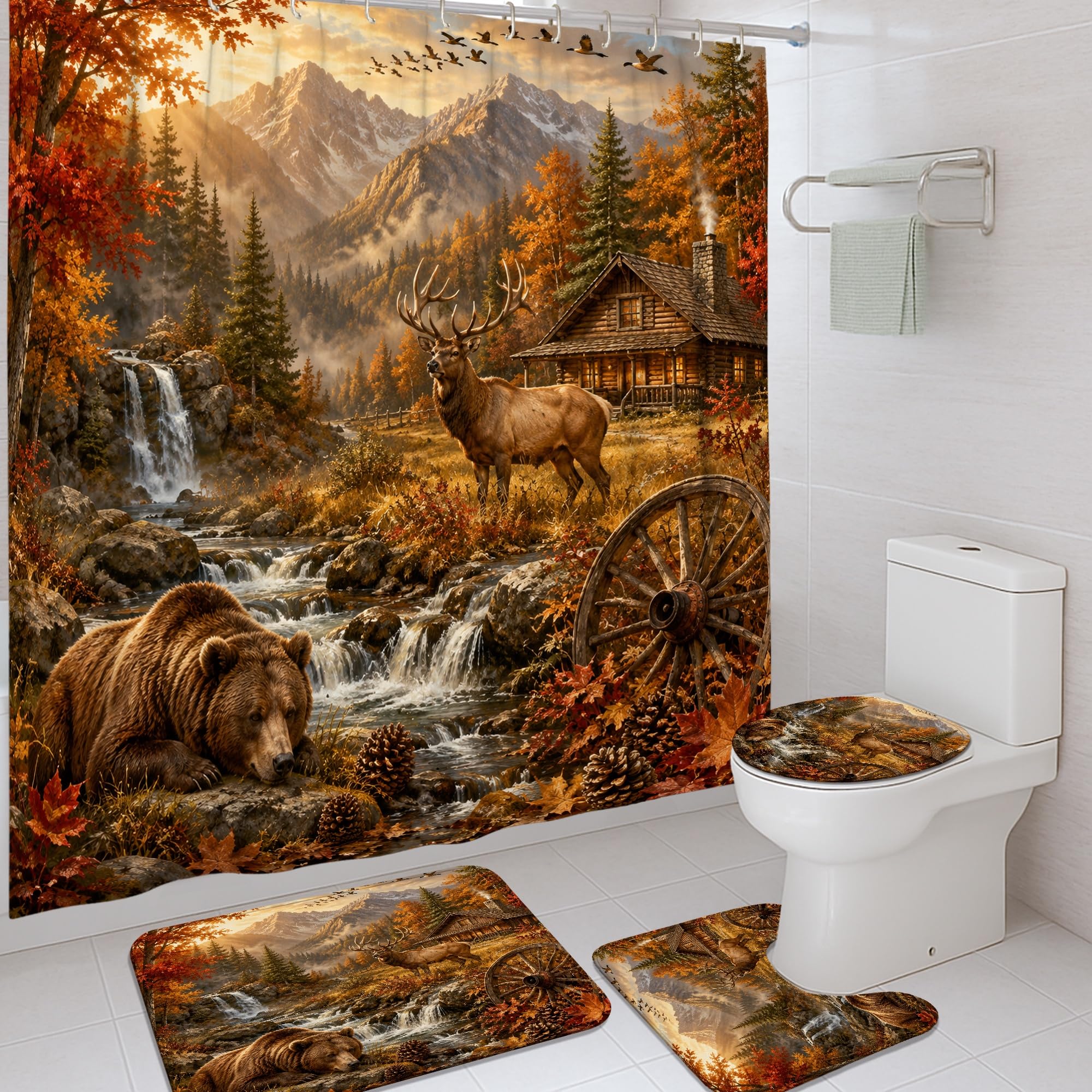 Rideaux de douche rustiques en toile durable lavable de qualité supérieure