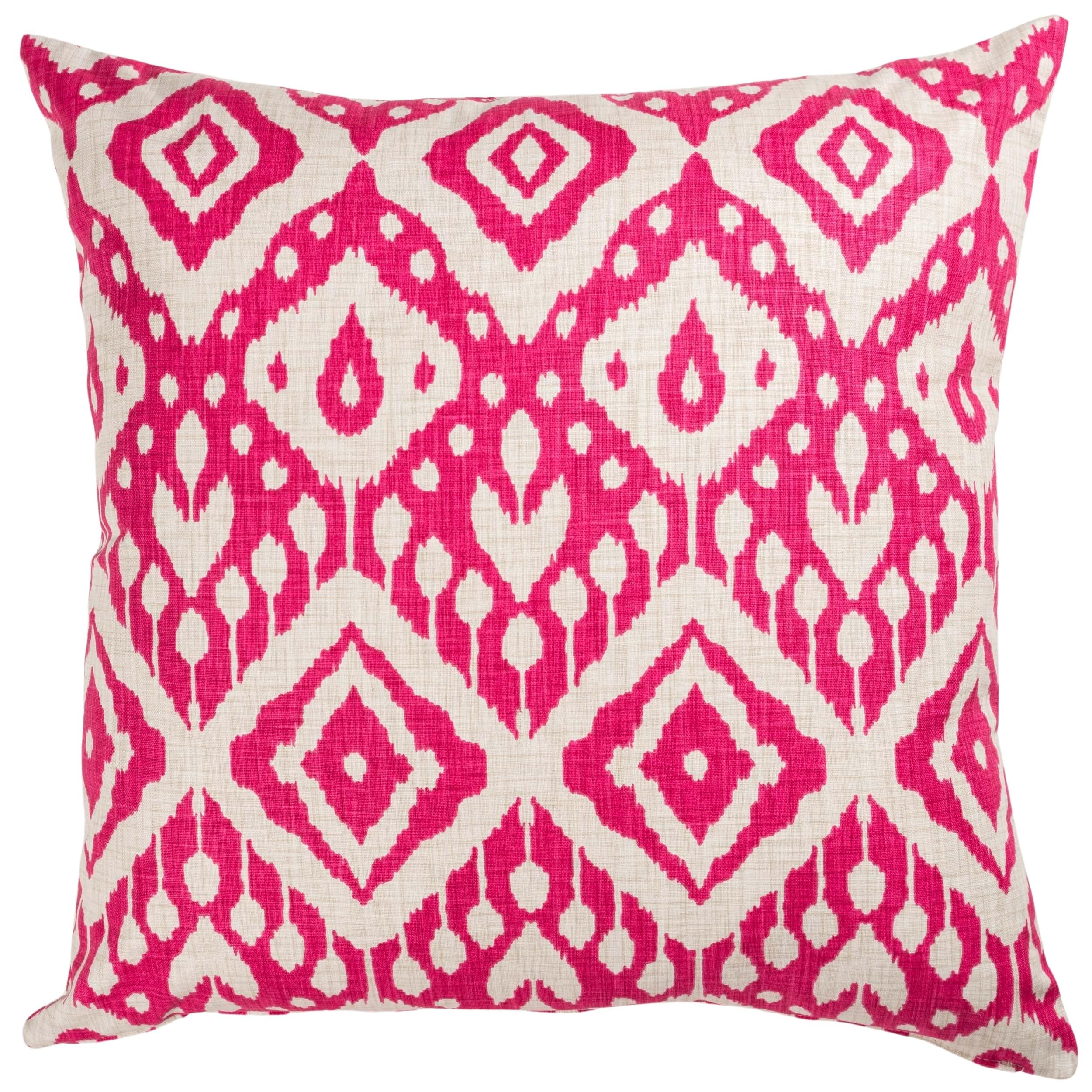 Linen Loft Pink Moroccan Kilim Print Extra-Large Cushion Cover In Bright Hot And White. Traditional Geometric Design Of Turkish Style Diamonds. 23X23 Xl Square Cushion Cover Only.