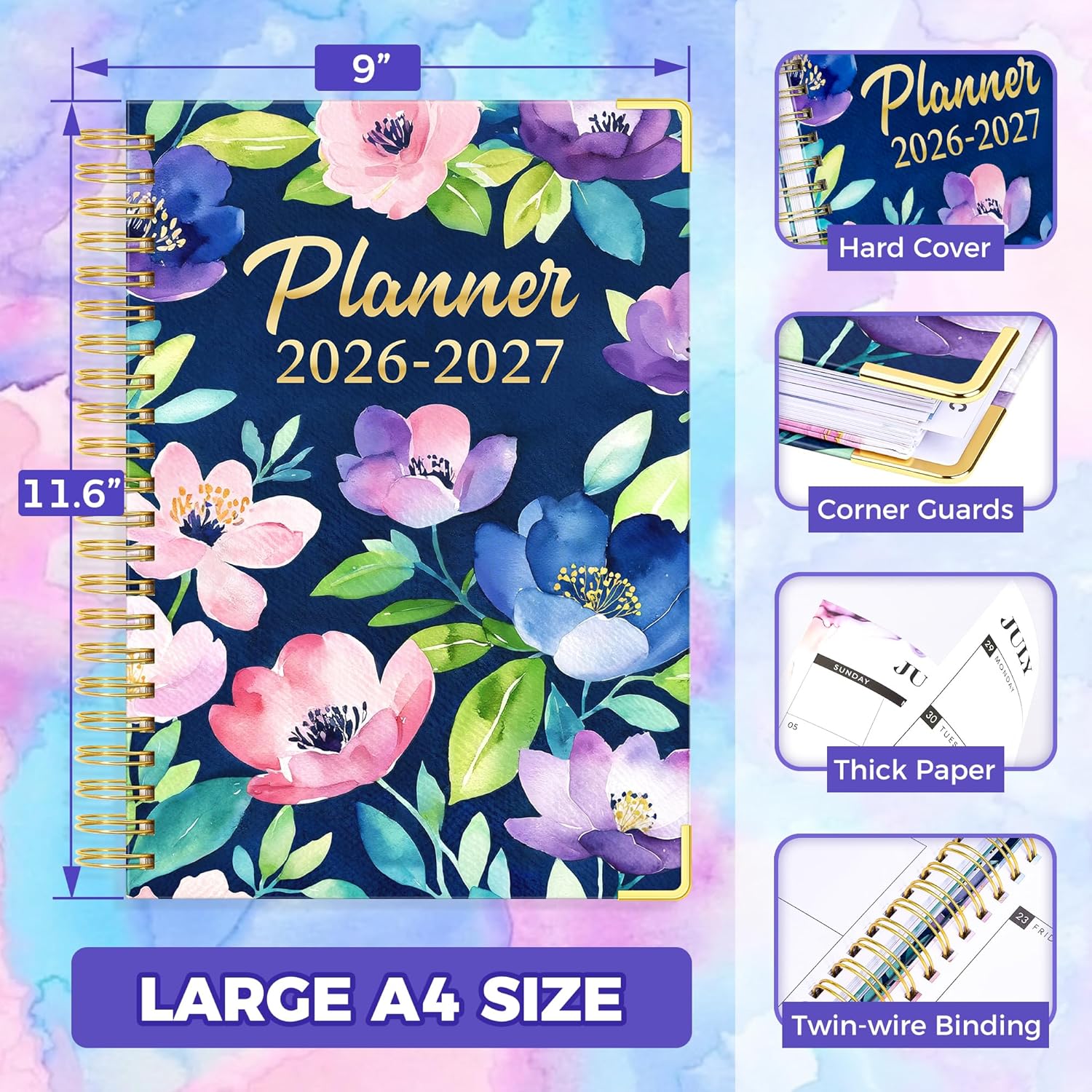 2026年版手帳｜【日の長さを感じる手帳】 B6 マンスリーブロック＋ウィークリーバーチカル 紺 手帳 2026年版  22398006｜ミドリオンラインストア 手帳 2026-2027年 18か月 ウィークリーマンスリー 手帳 2026年1月~2027年6月 9インチ x 11.6インチ ハ