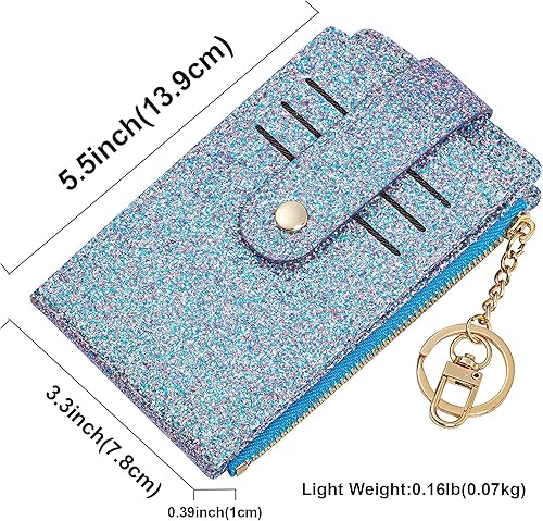 Miniatura 7 de Valentoria Tarjetero delgado con bloqueo RFID, bolsillo pequeño, monedero con cremallera, monedero minimalista de cuero, monedero, monedero y