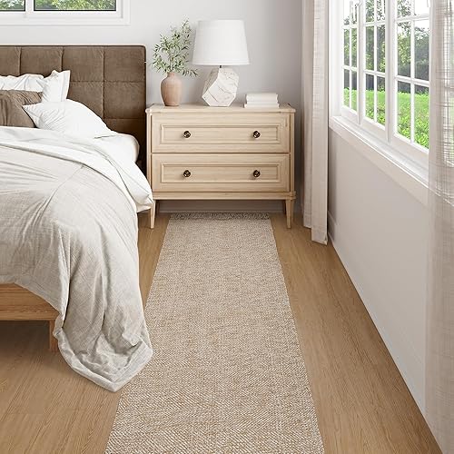 Miniatura 5 de Collive Alfombra larga para pasillo de 2.6 x 10 pies, lavable para interiores, color bronceadocrema, trenzada, alfombra de pasillo de cocina de