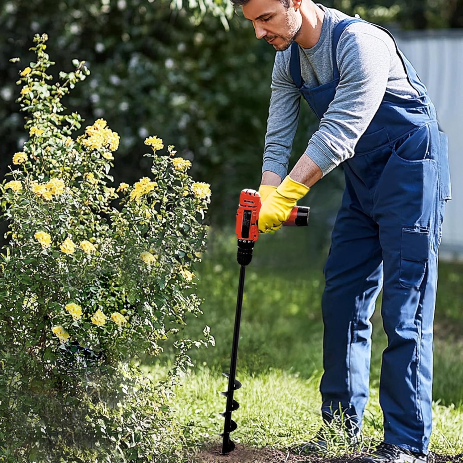 SORANGEUN 植栽用オーガードリルビット - 3インチ x 36インチ コードレスドリル用植物オーガー - 球根植え&amp;