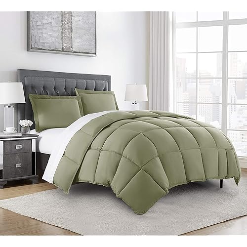 Chezmoi Collection 3-Piece Down Alternative Comforter Set (Queen, Sage)