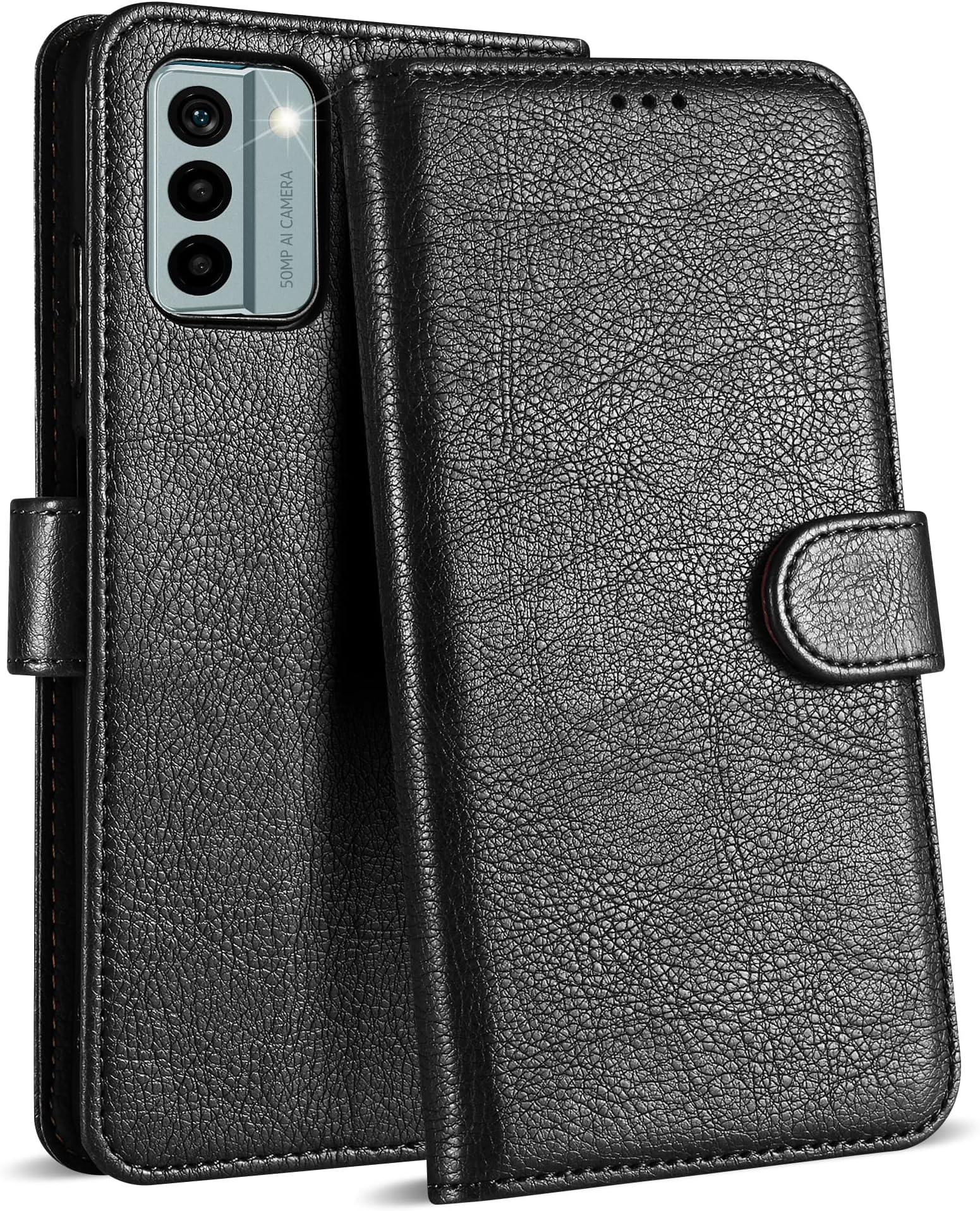 Case Collection for Nokia G22 Phone - Premium Leather Folio Flip Cover | RFID-Technology | Kickstand | Money and Card Holder Wallet | Compatible with Nokia G22 Case Black