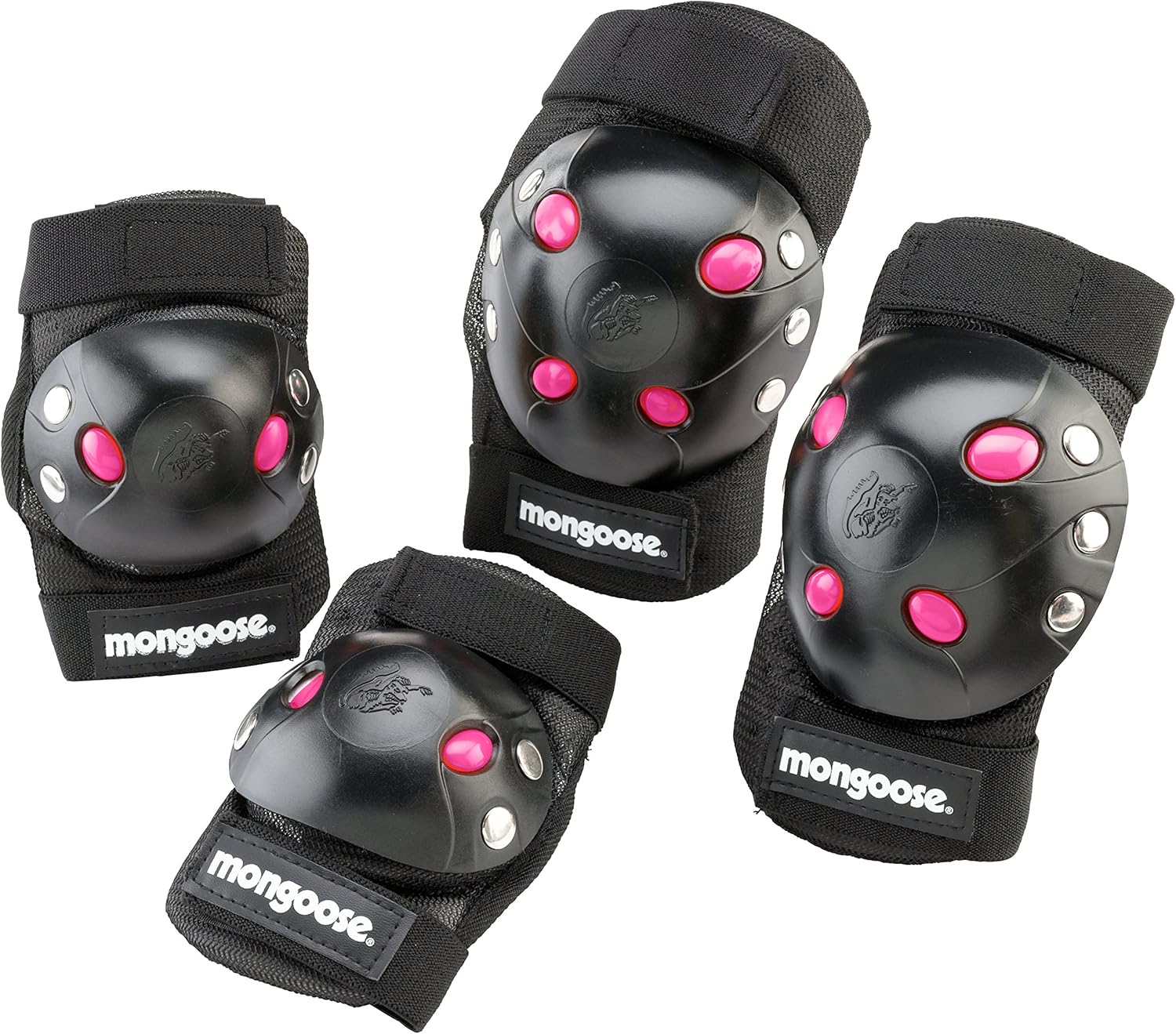 Mongoose Youth BMX Bike Gel Knee and Elbow Pad Set, Multi-Sport Protective Gear, Black/Pink : Everything Else