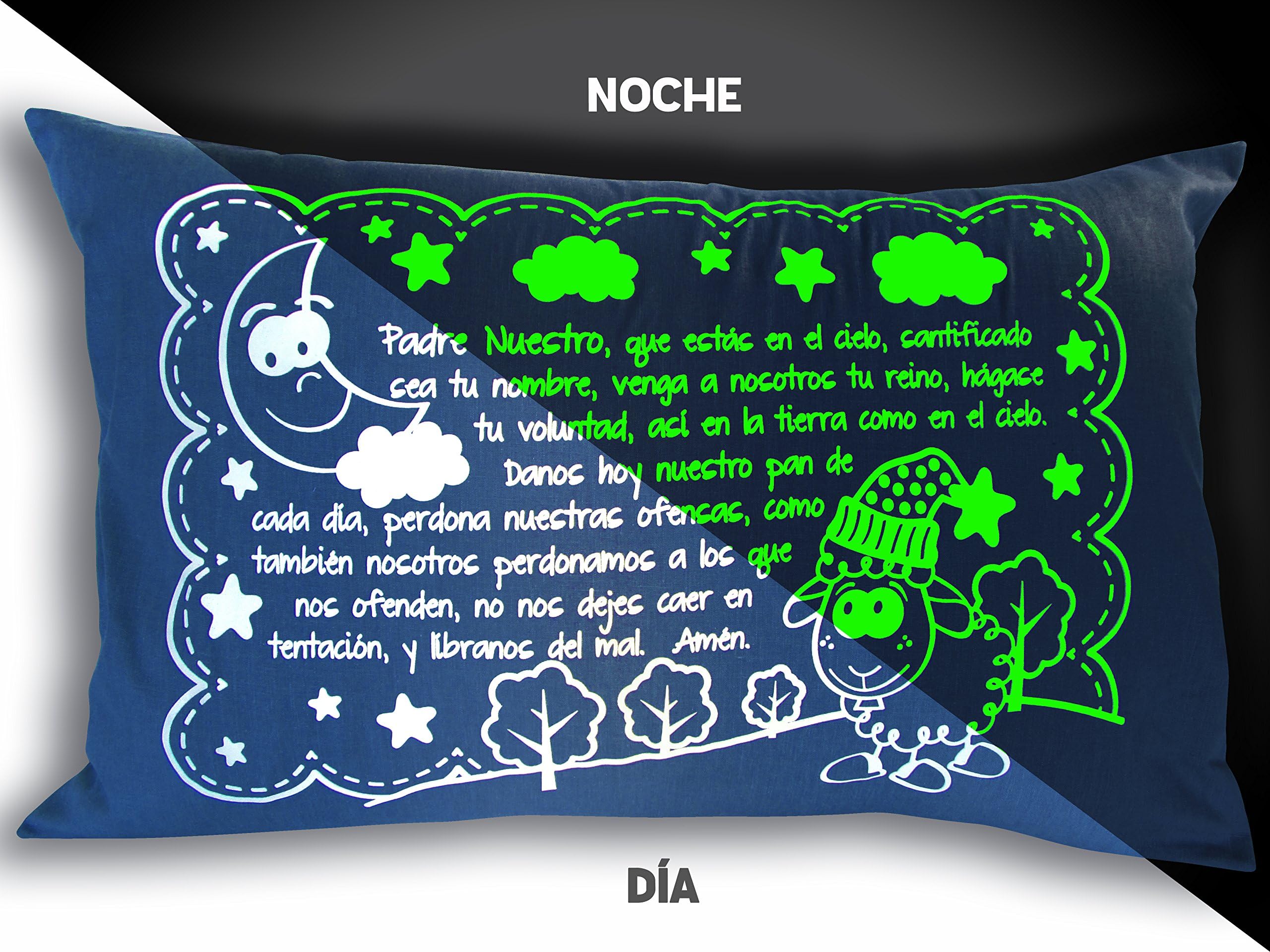 Glow in the Dark Christian Pillowcase, The Lord´s Prayer (Spanish Version: El Padre Nuestro) 25"x18" Does NOT Include Pillow