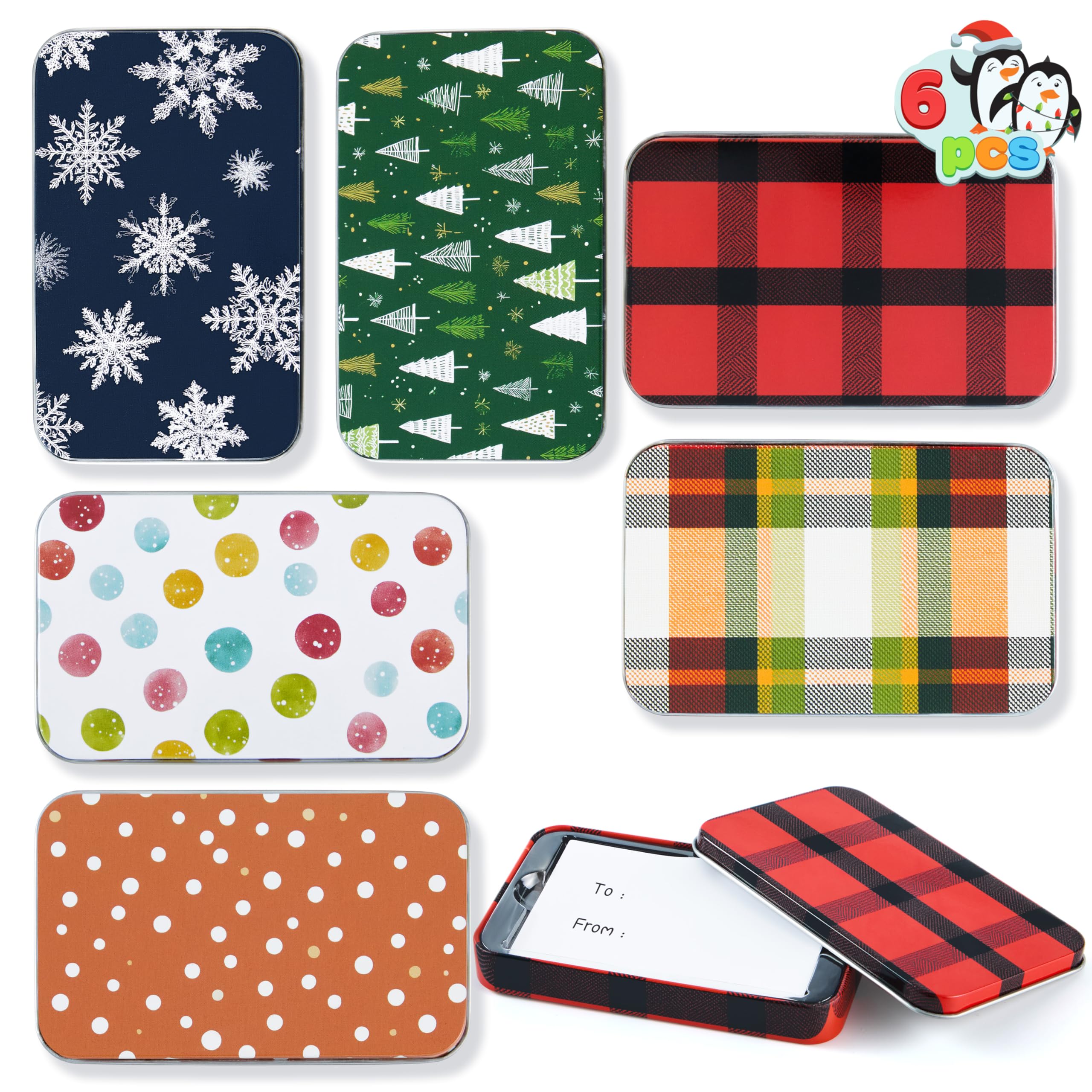 JOYIN 12 Geschenkkartenhalter-Boxen für Weihnachten, 10 x 6 x 1,5 cm, Dosen, Geldscheinhalter, einzigartig für Weihnachts-, Feiertags-, Geburtstagsgeschenk-Dekoration